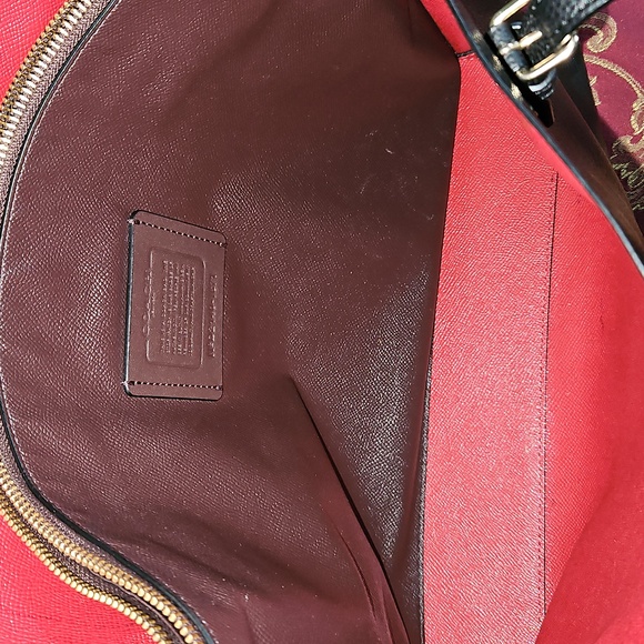 Coach Mollie Black Leather Tote with Red Interior - Picture 12 of 16